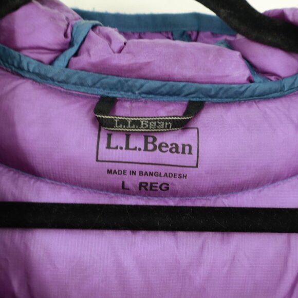 L.L. Bean Down Tek Ultra Light 850 Puffer Jacket Womens Large Blue Packable Snow - Picture 8 of 16